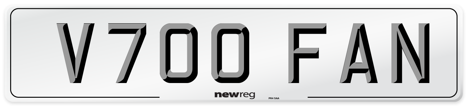 V700 FAN Number Plate from New Reg